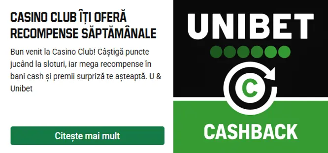 Recompense și oferte cashback la Unibet