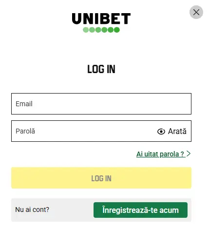 Ghid pentru procesul de logare Unibet